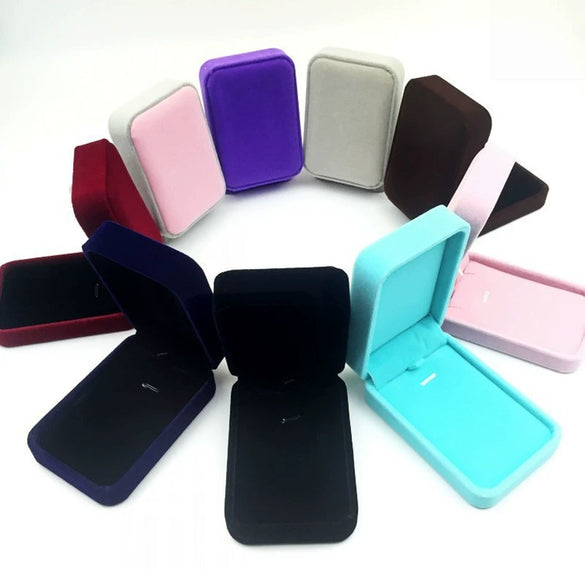 Pink Flannel Jewelry Box Rounded Goose Velvet Pendant Necklace And Earrings Storage Box Solid Color Cloth Design