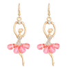 Pink Skirt Ballet Girl Alloy Fashion Jewelry Set With Electroplated Clavicle Chain And Diamond Crystal Earrings For Women