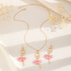 Pink Skirt Ballet Girl Alloy Fashion Jewelry Set With Electroplated Clavicle Chain And Diamond Crystal Earrings For Women