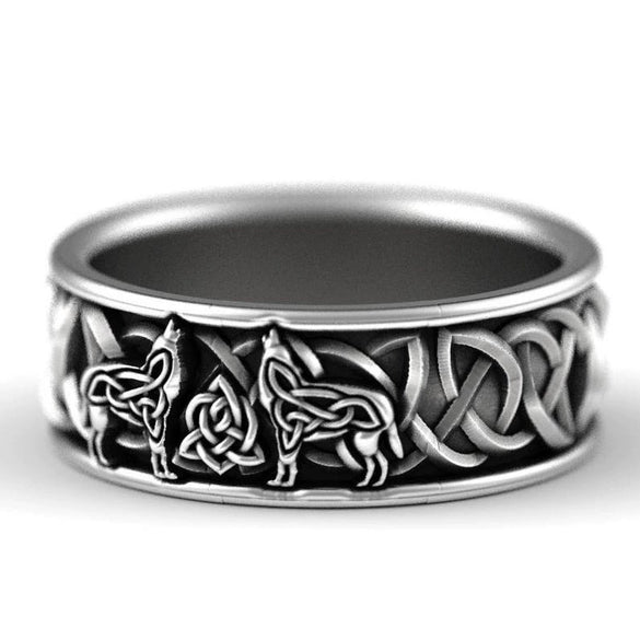 Pirate Wolf Ring Copper Geometric Nordic Mythical Giant Wolf Fenrir Defense Totem Unisex