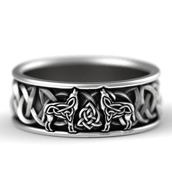 Pirate Wolf Ring Copper Geometric Nordic Mythical Giant Wolf Fenrir Defense Totem Unisex