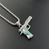 Pistol Pendant Necklace Stainless Steel Geometric Retro Punk Style For Men Polishing