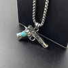 Pistol Pendant Necklace Stainless Steel Geometric Retro Punk Style For Men Polishing