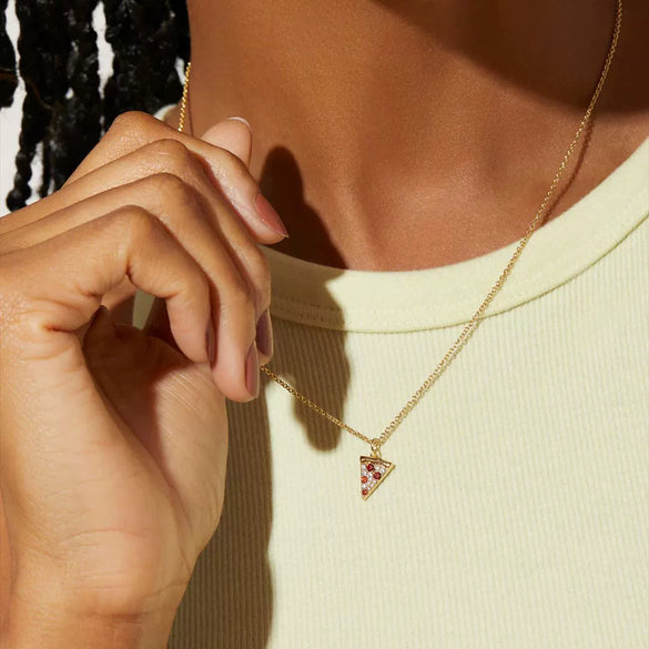 Pizza Necklace Copper Electroplated Geometric Pendant Clavicle Chain For Ladies