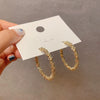 Plain Hoop Earrings With Silver Needle Metal Light Luxury Geometric Electroplated For Women