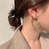 Plain Hoop Earrings With Silver Needle Metal Light Luxury Geometric Electroplated For Women