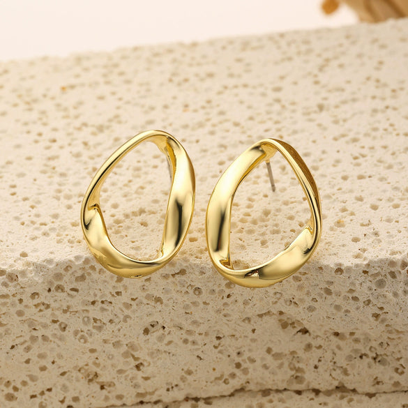 Plain Ring Earrings Zinc Alloy Geometric Irregular Vintage Electroplated Women's