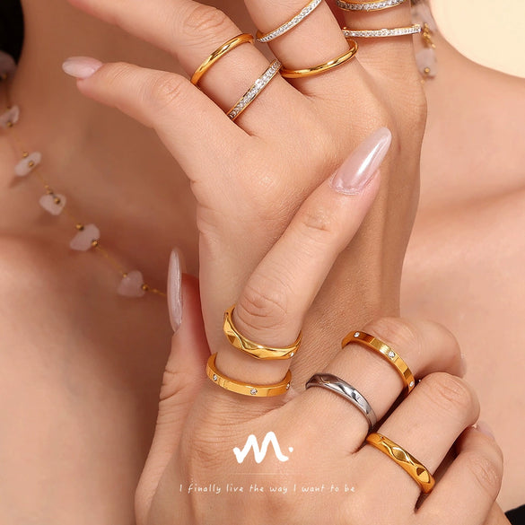 Plain 316L Stainless Steel Geometric Electroplated Women's Ring Jewelry Accessories