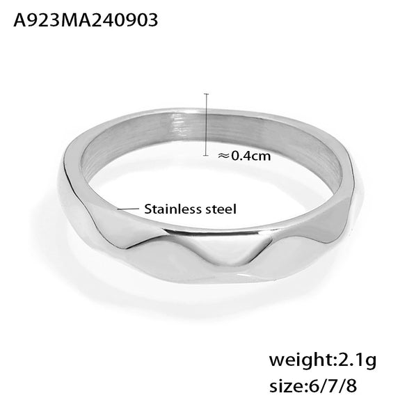 Plain 316L Stainless Steel Geometric Electroplated Women's Ring Jewelry Accessories