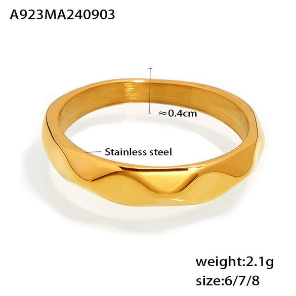 Plain 316L Stainless Steel Geometric Electroplated Women's Ring Jewelry Accessories