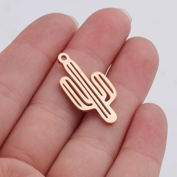 Plant Hollow Cactus Pendant Diy Jewelry Accessories Stainless Steel Fine Polished Glossy