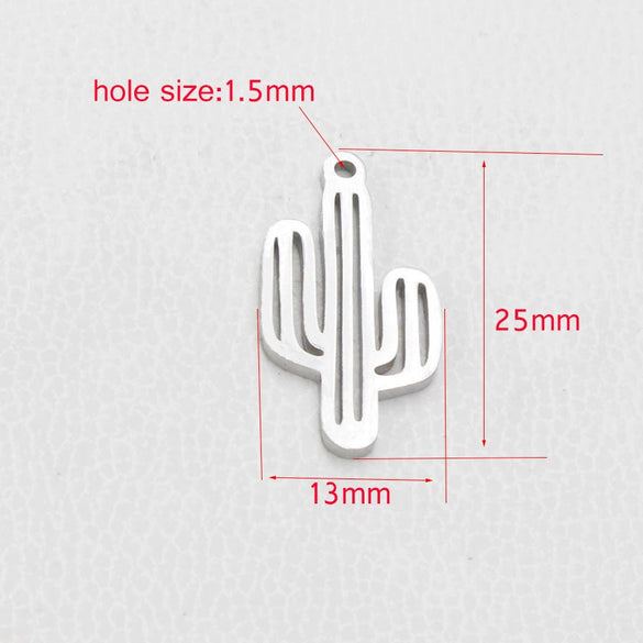 Plant Hollow Cactus Pendant Diy Jewelry Accessories Stainless Steel Fine Polished Glossy