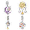 Plant Series Daisy Orchid Hanging Beads Diy Accessories Bracelet Silver Plated Dripping Oil