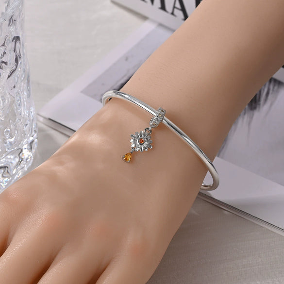 Plant Series Daisy Orchid Hanging Beads Diy Accessories Bracelet Silver Plated Dripping Oil