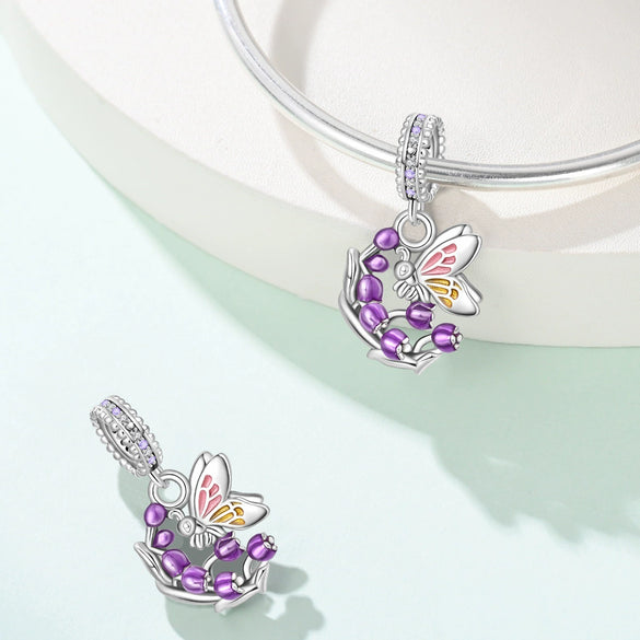 Plant Series Daisy Orchid Hanging Beads Diy Accessories Bracelet Silver Plated Dripping Oil