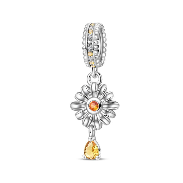 Plant Series Daisy Orchid Hanging Beads Diy Accessories Bracelet Silver Plated Dripping Oil