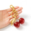 Plastic And Resin Cherry Fruit Bag Pendant And Keychain For Ladies