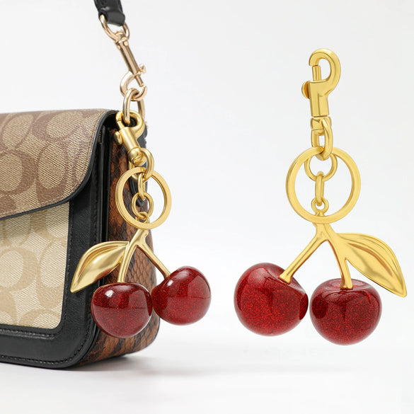 Plastic And Resin Cherry Fruit Bag Pendant And Keychain For Ladies