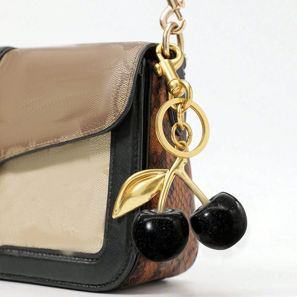 Plastic And Resin Cherry Fruit Bag Pendant And Keychain For Ladies