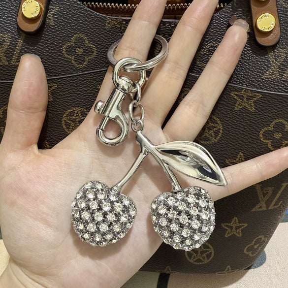 Plastic And Resin Cherry Fruit Bag Pendant And Keychain For Ladies