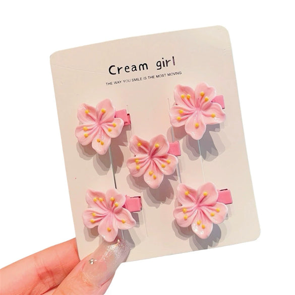 Plastic And Resin Handmade Cherry Blossom Style Women's Hair Accessories Hairpins And Hair Rings