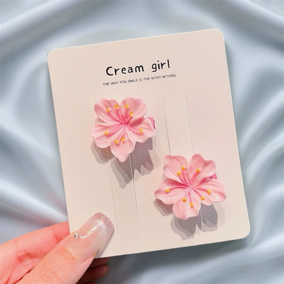 Plastic And Resin Handmade Cherry Blossom Style Women's Hair Accessories Hairpins And Hair Rings