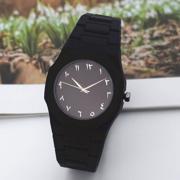 Plastic And Silicone Alloy Men's Leisure Quartz Watch With Round Dial