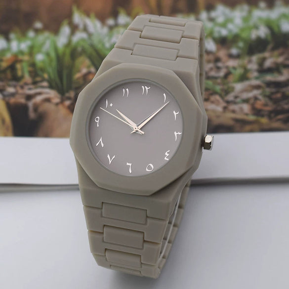 Plastic And Silicone Alloy Men's Leisure Quartz Watch With Round Dial