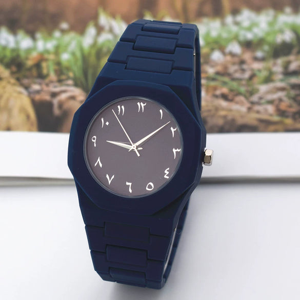 Plastic And Silicone Alloy Men's Leisure Quartz Watch With Round Dial