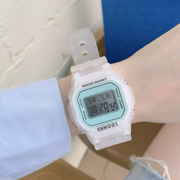 Plastic And Silicone Unicorn Square Electronic Watch For General Gender Leisure Style