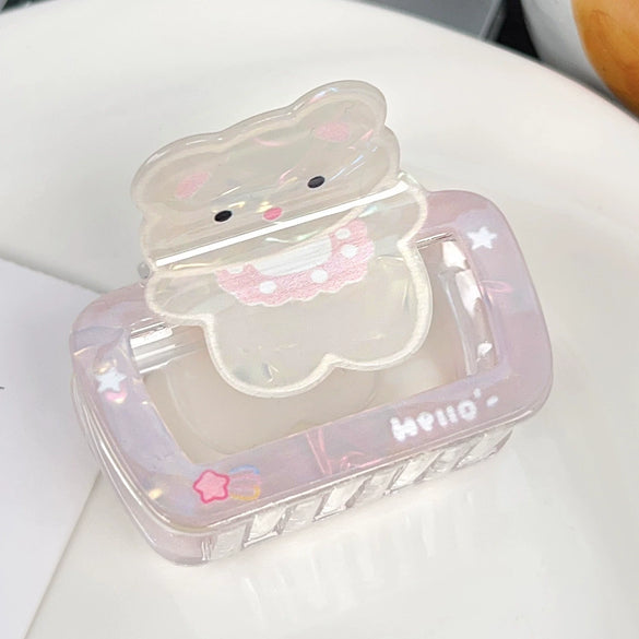 Plastic Cartoon Animal Handmade Hair Clip Square Cut Out For Women