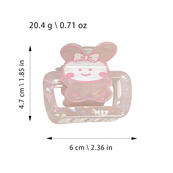 Plastic Cartoon Animal Handmade Hair Clip Square Cut Out For Women