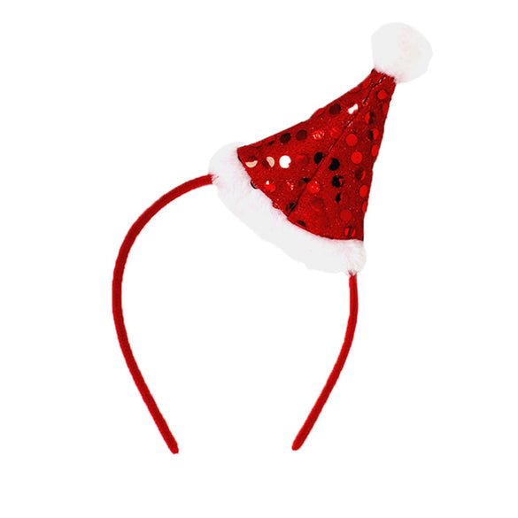 Plastic Christmas Hair Bars And Headbands With Red Christmas Hat Design For Hair Accessories