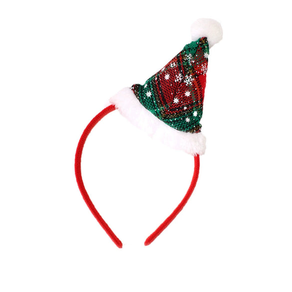 Plastic Christmas Hair Bars And Headbands With Red Christmas Hat Design For Hair Accessories