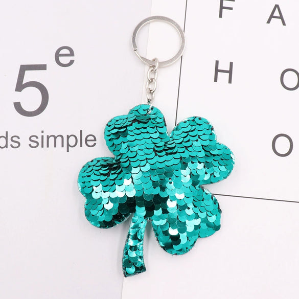 Plastic Doublesided Reflective Sequins Christmas Tree Keychain Pendant