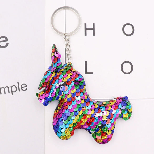 Plastic Doublesided Reflective Sequins Christmas Tree Keychain Pendant