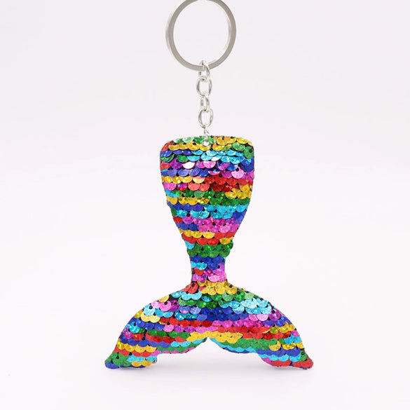 Plastic Doublesided Sequin Fish Tail Mermaid Keychain