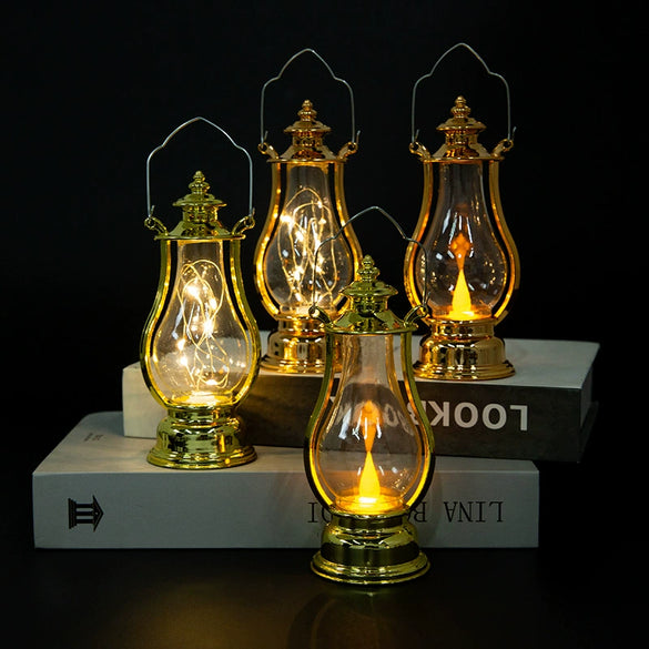 Plastic Electronic Candle Pony Lantern Satchel Lamp Retro Kerosene Lamp With Injection Molding Blow Molding Handmade Craft