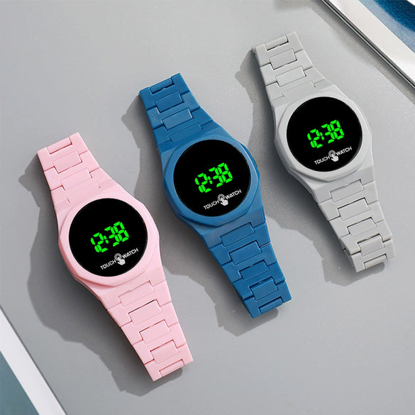 Plastic Electronic Watch Round Dial Simple Style For Men