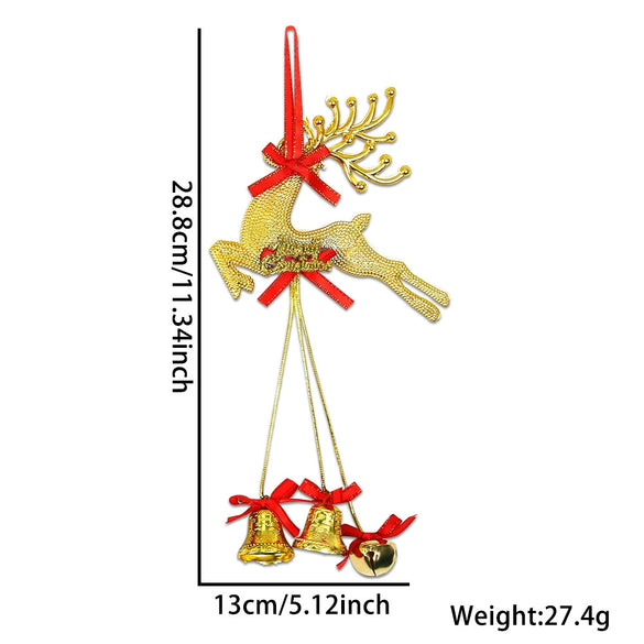 Plastic Elk Pendant Christmas Tree Hanging Ornaments With Bell For Christmas Decorations