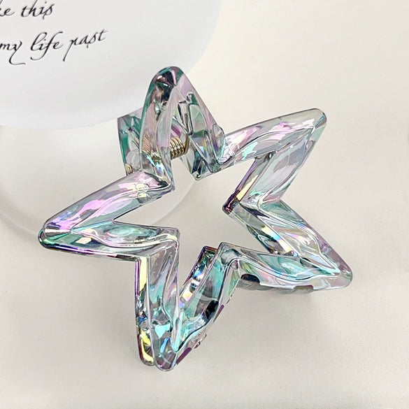 Plastic Geometric Fivepointed Star Baking Paint Hair Grab Clip For Women