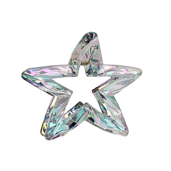 Plastic Geometric Fivepointed Star Baking Paint Hair Grab Clip For Women