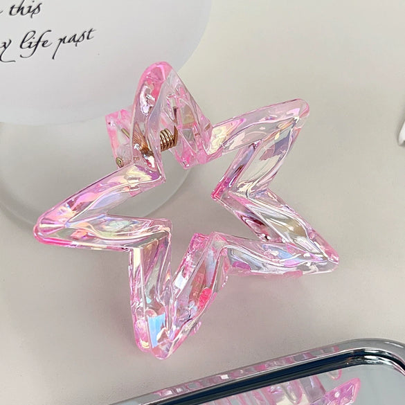 Plastic Geometric Fivepointed Star Baking Paint Hair Grab Clip For Women