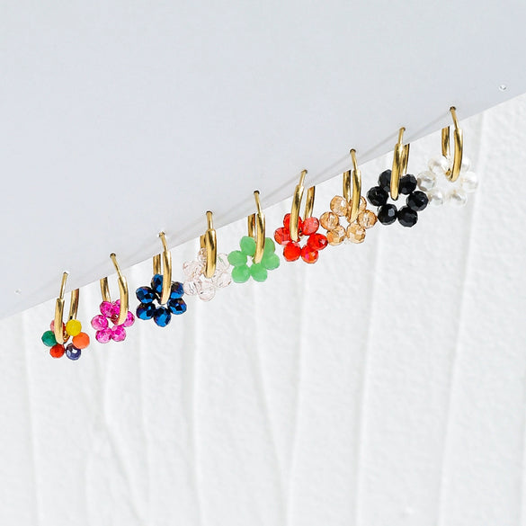 Plastic Geometric Flower Hoop Earrings Electroplated