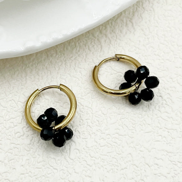 Plastic Geometric Flower Hoop Earrings Electroplated