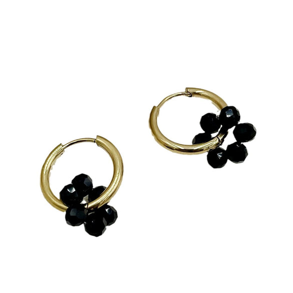 Plastic Geometric Flower Hoop Earrings Electroplated