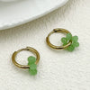 Plastic Geometric Flower Hoop Earrings Electroplated
