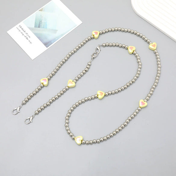 Plastic Girls' Crossbody Bag With Love Heart Water Drop Bell Pattern And Electroplated Chain Pendant Mobile Phone Chain