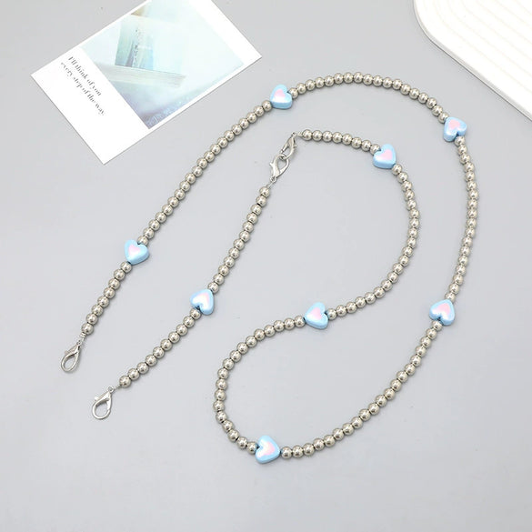 Plastic Girls' Crossbody Bag With Love Heart Water Drop Bell Pattern And Electroplated Chain Pendant Mobile Phone Chain