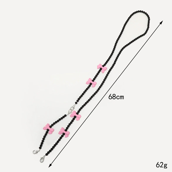 Plastic Girls' Crossbody Bag With Love Heart Water Drop Bell Pattern And Electroplated Chain Pendant Mobile Phone Chain